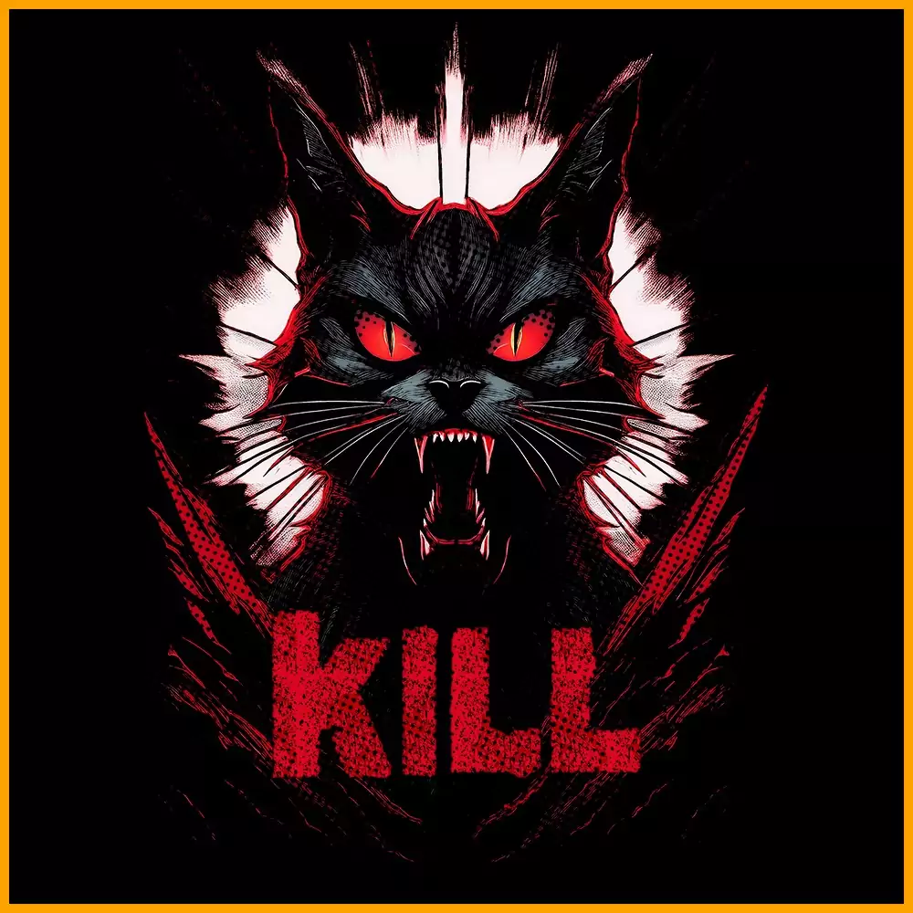 Kill Cat T-Shirt, schwarz – Bild 2