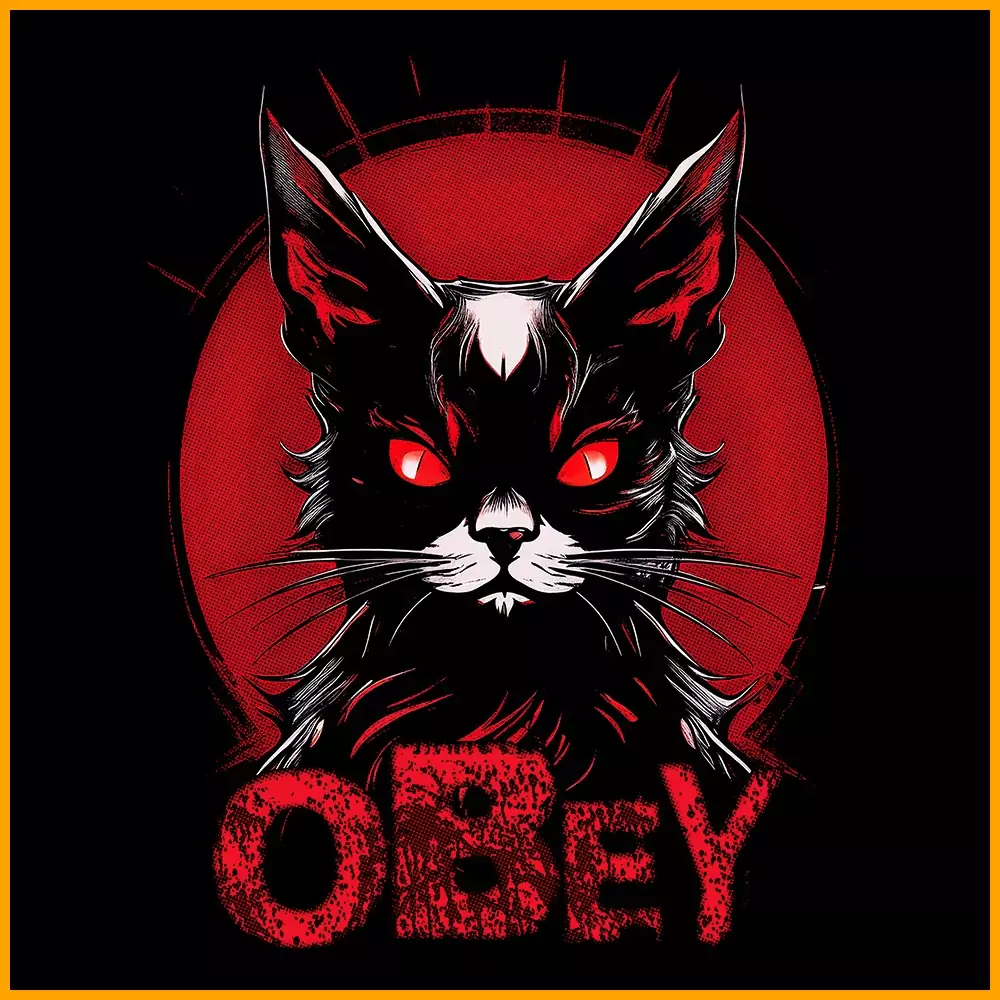 Obey Cat T-Shirt, schwarz – Bild 2